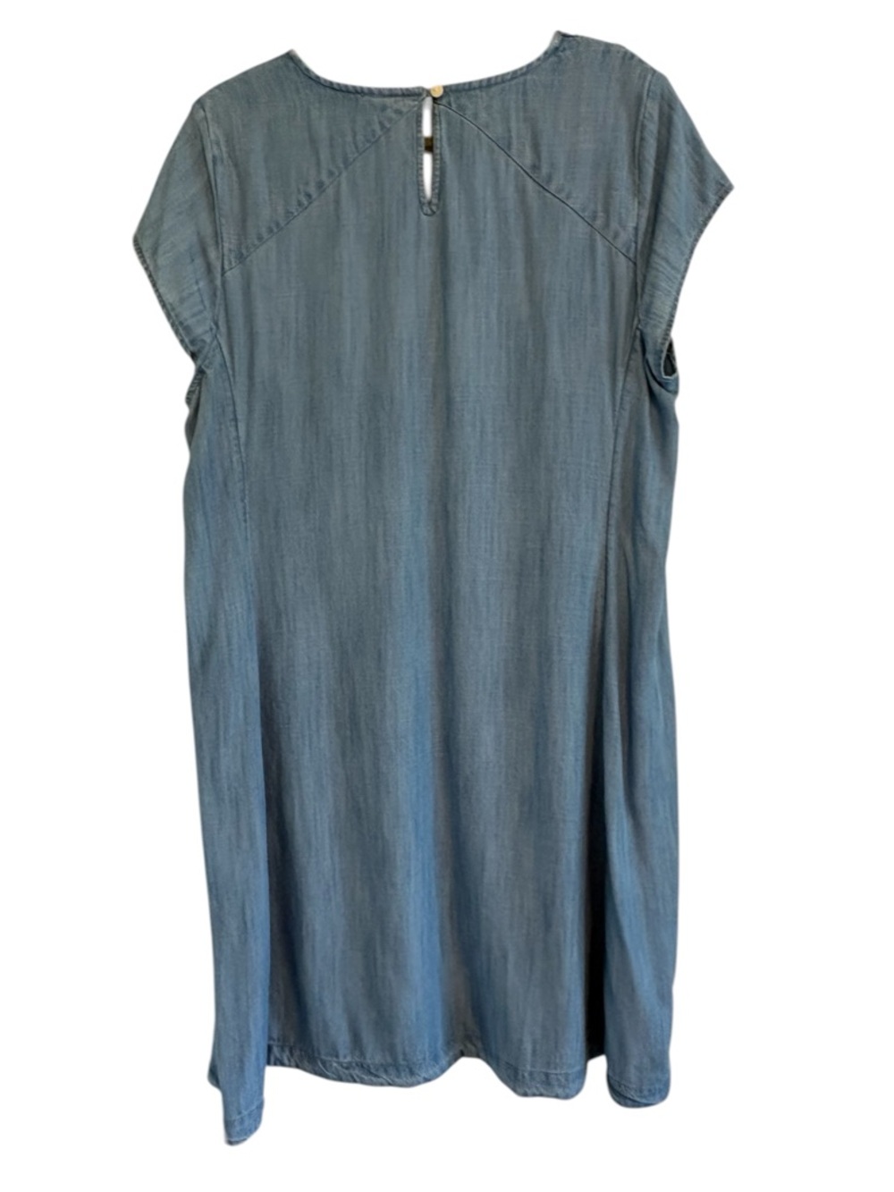 J. Jill Chambray Dress w/ Dark Blue Embroidery | Effortless Boho Chic Sz L - Picture 4 of 11